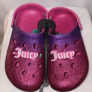 JUICY COUTURE Clogs Shoes Kids Little Girls SIZE 3 Pink & Purple Glitter NWT